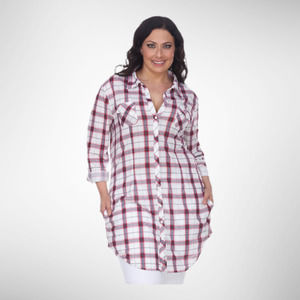 White Mark Red and White Plaid Shirt